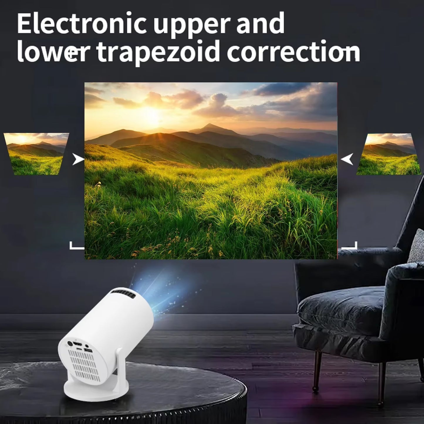 Projector White Wireless Fidelity 270° Adjustable LED 1080P Portable Movie Projector for Android Phone USB TV Stick Laptop
