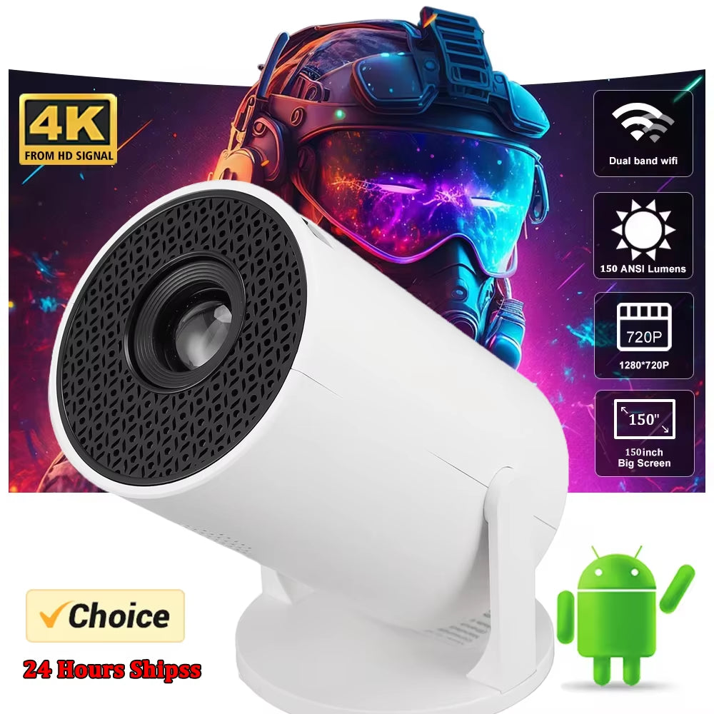 Projector White Wireless Fidelity 270° Adjustable LED 1080P Portable Movie Projector for Android Phone USB TV Stick Laptop