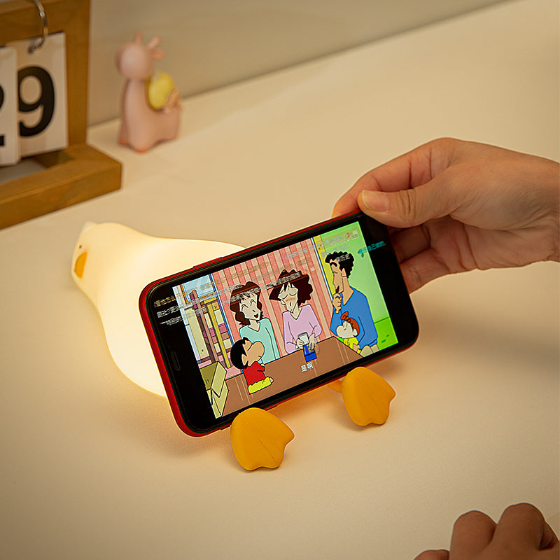 Lie Flat Duck Silicone Night Light Children'S Bedside Table Lamp LED Smart with Sleep Night Light Pat Dimming Atmosphere Table Lamp Gift