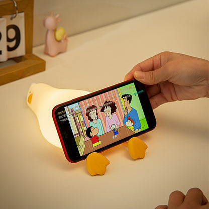 Lie Flat Duck Silicone Night Light Children'S Bedside Table Lamp LED Smart with Sleep Night Light Pat Dimming Atmosphere Table Lamp Gift