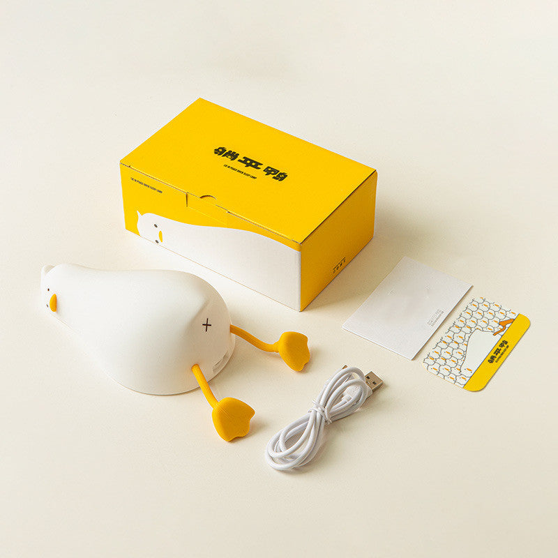 Lie Flat Duck Silicone Night Light Children'S Bedside Table Lamp LED Smart with Sleep Night Light Pat Dimming Atmosphere Table Lamp Gift