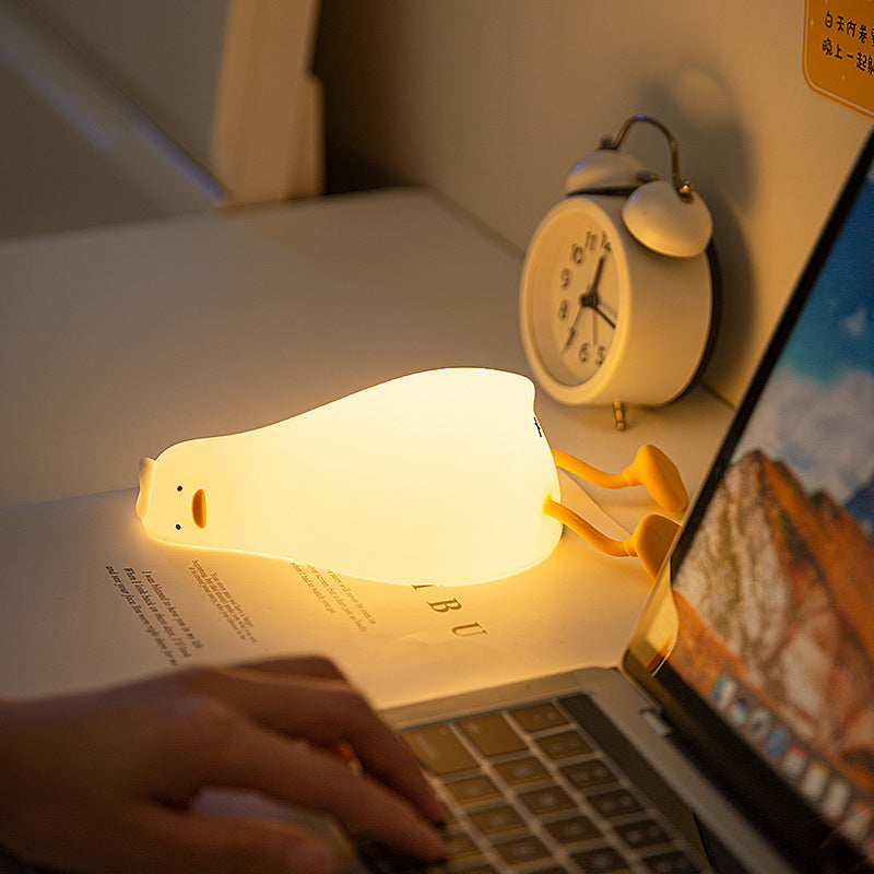 Lie Flat Duck Silicone Night Light Children'S Bedside Table Lamp LED Smart with Sleep Night Light Pat Dimming Atmosphere Table Lamp Gift
