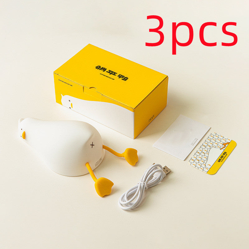 Lie Flat Duck Silicone Night Light Children'S Bedside Table Lamp LED Smart with Sleep Night Light Pat Dimming Atmosphere Table Lamp Gift