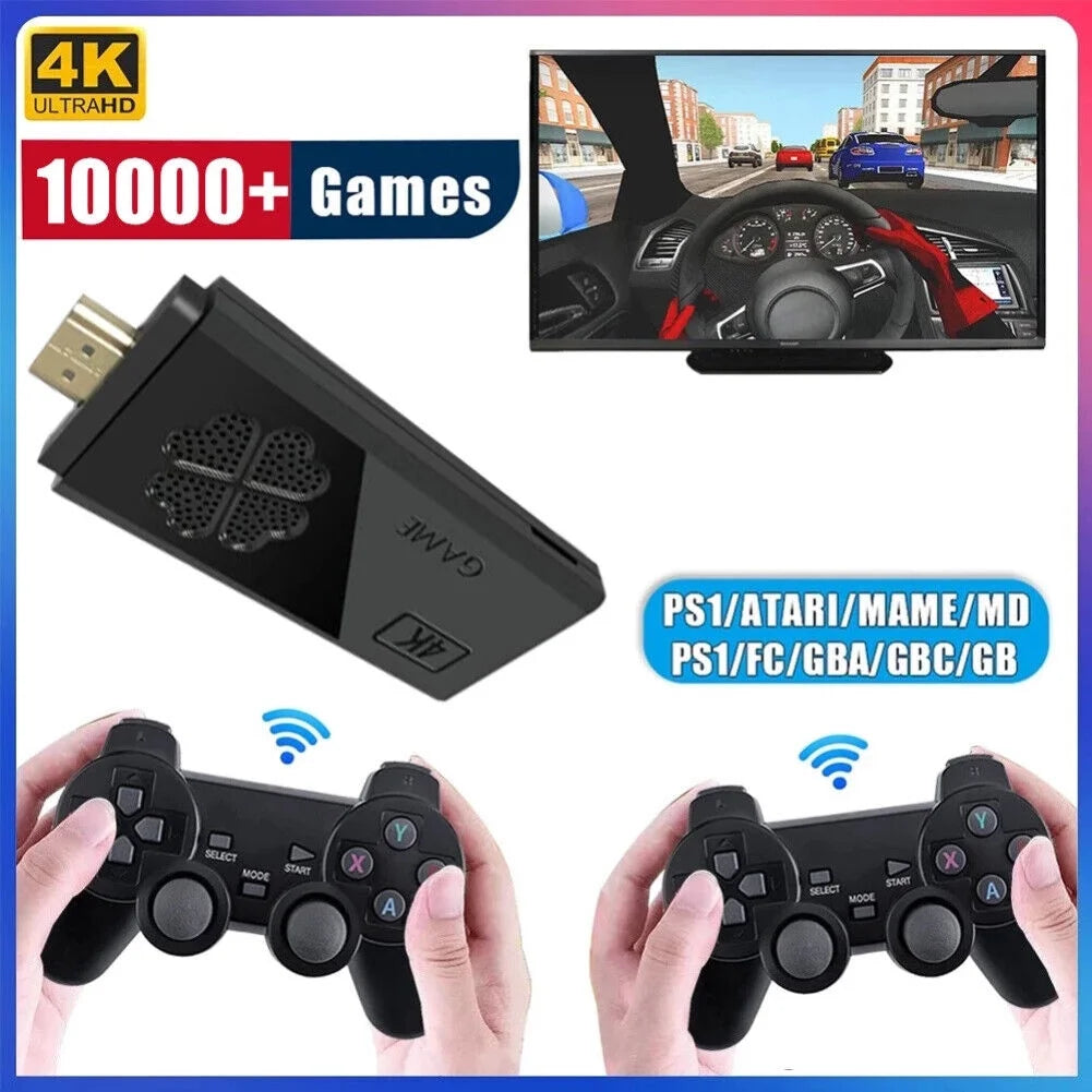 HDMI 4K TV Game Stick 64G 20000+ Game Video Game Consoles W/2 Wireless Gamepad 32G 5000+ Games for Kids Adult